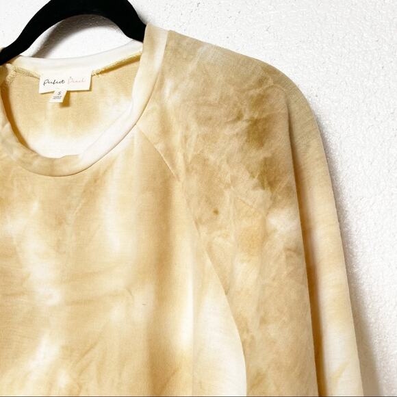 Perfect Peach Yellow Tie Dye Crew Neck Long Sleeve Top Size Small - Picture 2 of 6
